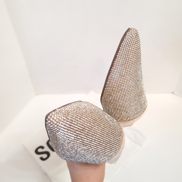 Schutz | Felicie Crystal Flat Mule Slides in Honey Beige Size 7 - Picture 9 of 9